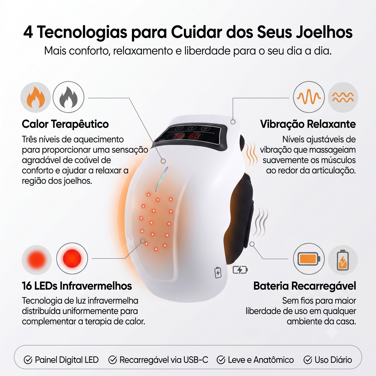 MASSAGEADOR DE JOELHO INFRATHERM 4 EM 1