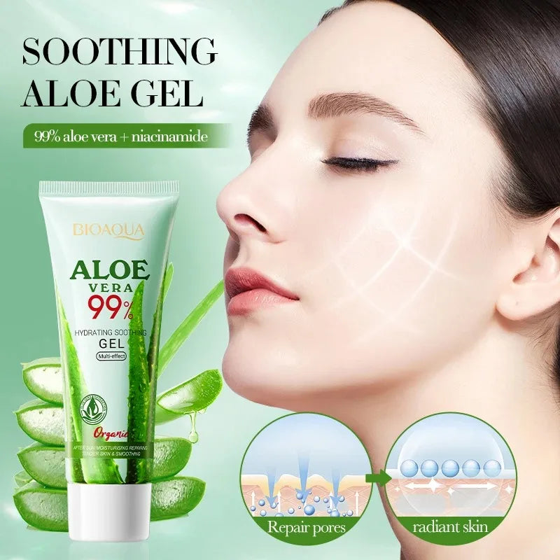 Gel de Aloe Vera Puro: Hidratação Intensiva, Reparação Pós-Sol e Cuidado Anti-Acne – Suavidade e Frescor para Rosto e Corpo
