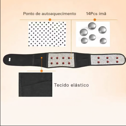 Cinta Lombar Autoaquecível com Turmalina | Faixa de Compressão Ajustável para Coluna e Lombar | Suporte Ergonômico Unissex