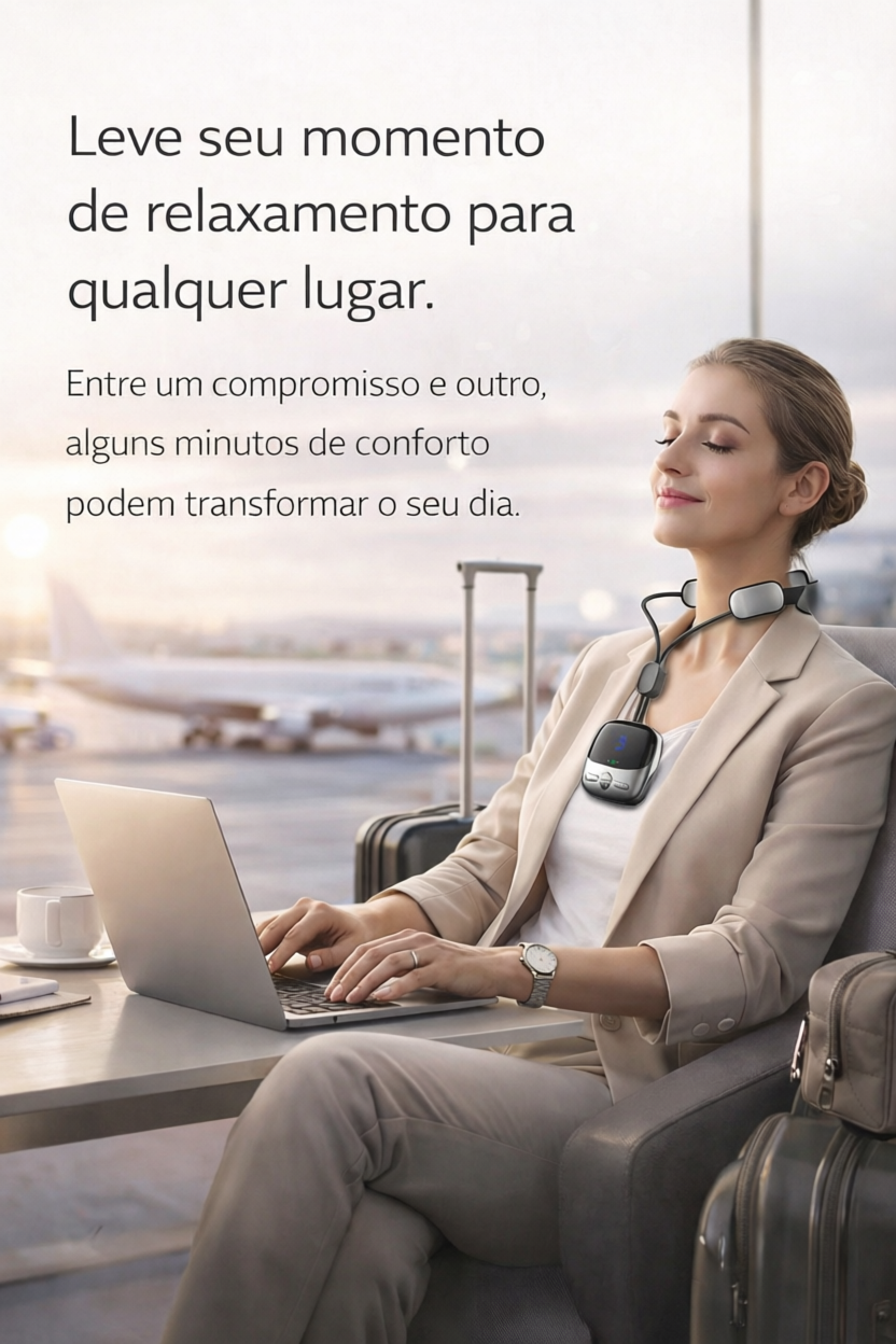 Massageador de Pescoço Portátil: Alívio de Tensões, Compressão Quente e Estimulação Muscular – Conforto Relaxante Onde Você Estiver