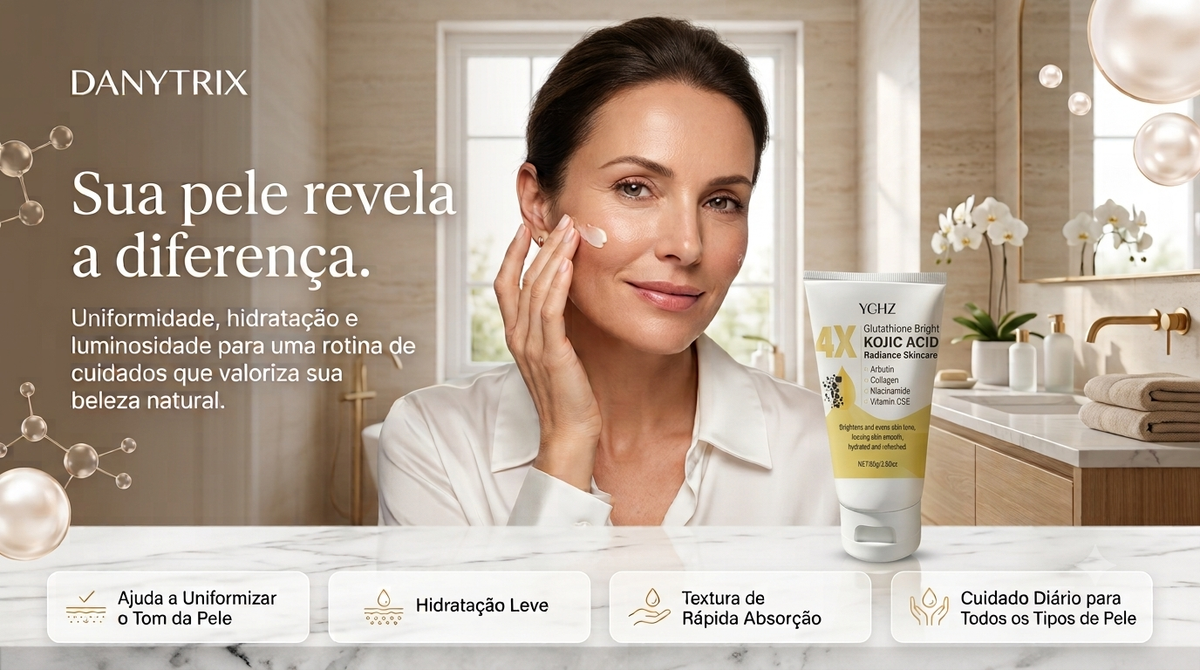 Creme Facial de Ácido Kójico YCHZ: Uniformização do Tom, Eliminação de Manchas e Controle de Oleosidade – Tratamento Clareador e Hidratante para o Dia e Noite