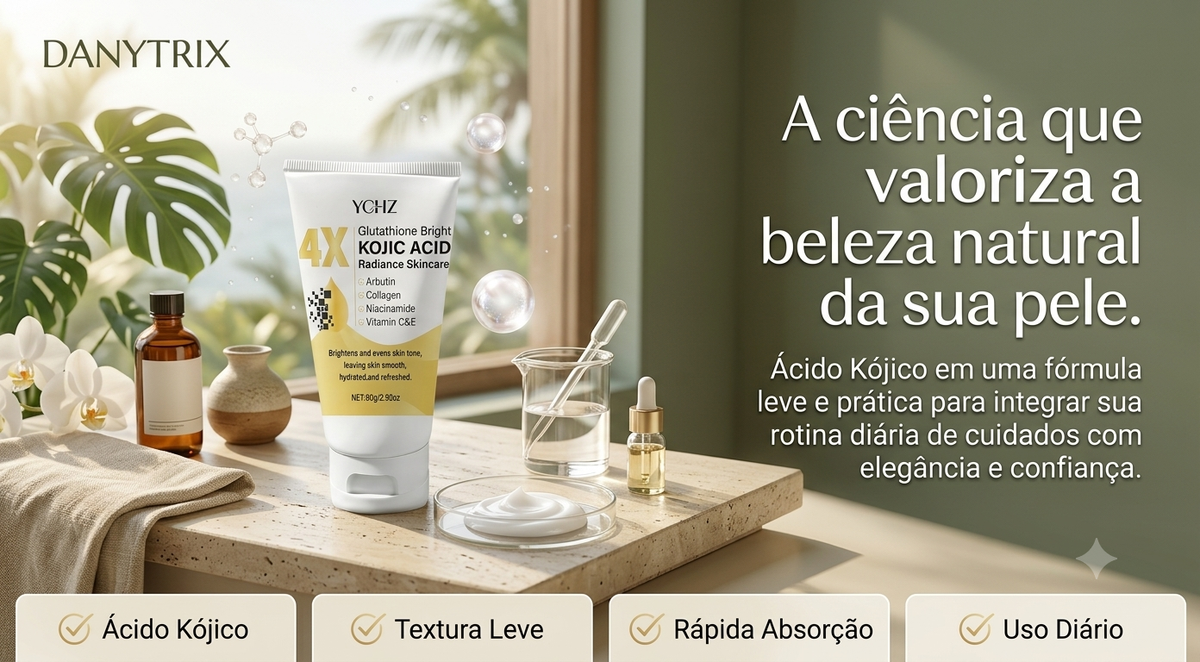 Creme Facial de Ácido Kójico YCHZ: Uniformização do Tom, Eliminação de Manchas e Controle de Oleosidade – Tratamento Clareador e Hidratante para o Dia e Noite