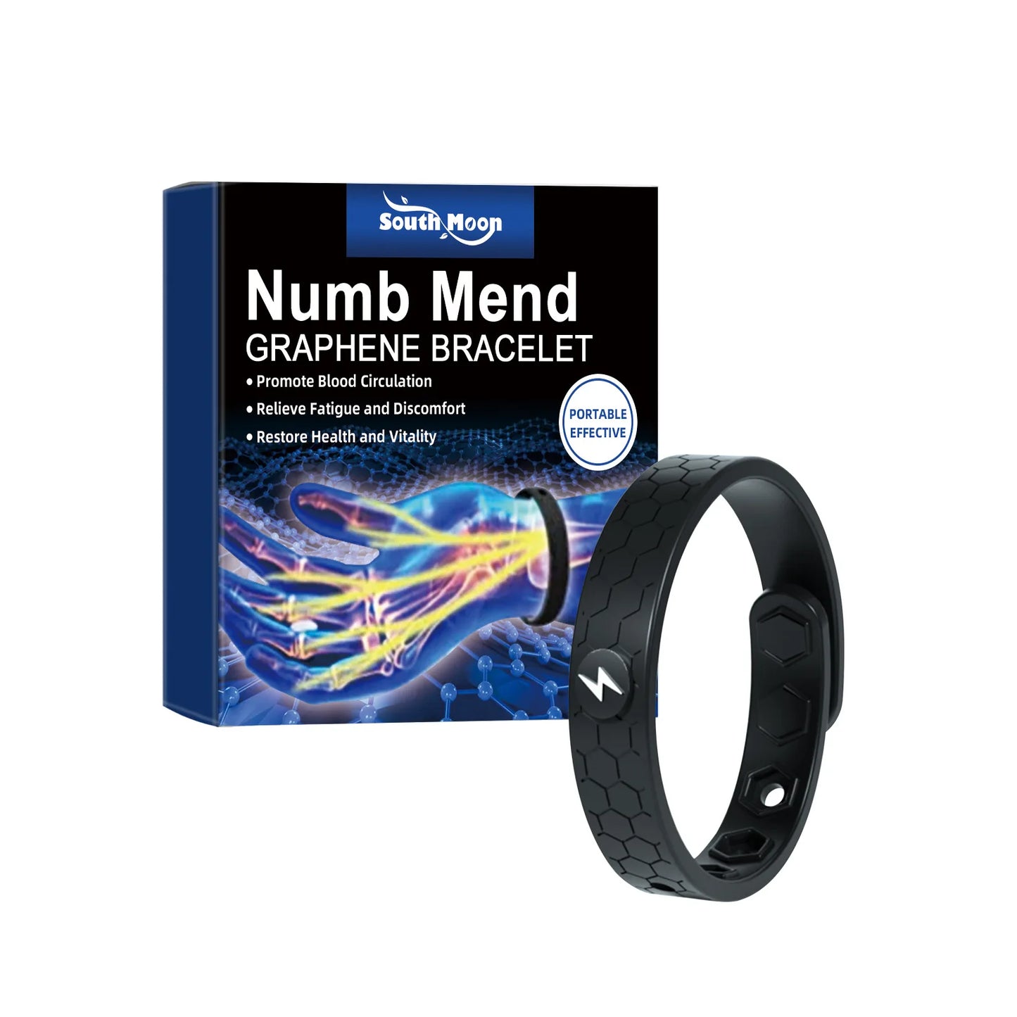 Pulseira de Terapia Energética South Moon: Alívio para Artrite, Dormência e Fadiga – Conforto Anatômico e Estímulo à Circulação