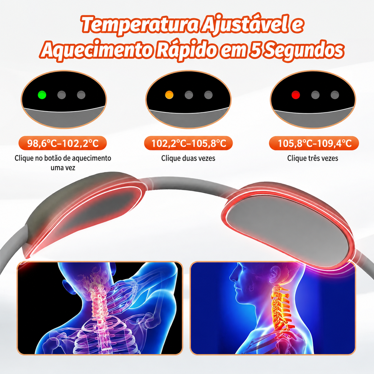 Massageador de Pescoço Portátil: Alívio de Tensões, Compressão Quente e Estimulação Muscular – Conforto Relaxante Onde Você Estiver