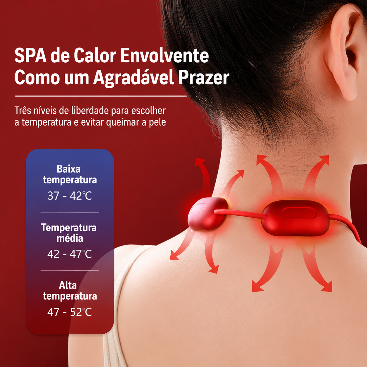 Massageador de Pescoço Portátil: Alívio de Tensões, Compressão Quente e Estimulação Muscular – Conforto Relaxante Onde Você Estiver