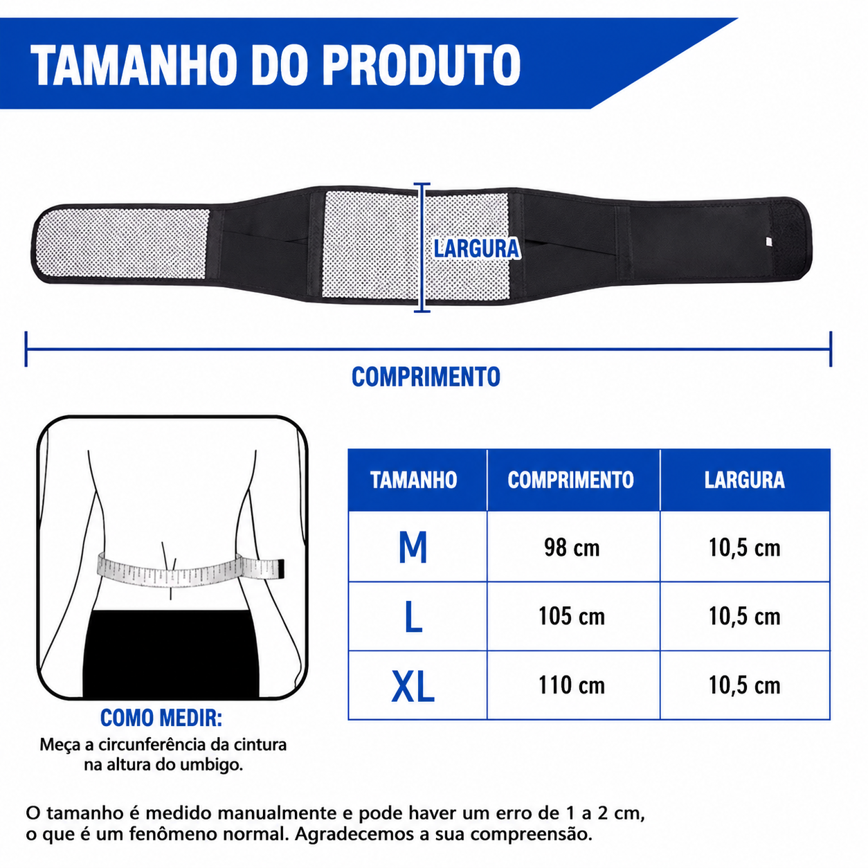 Cinta Lombar Autoaquecível com Turmalina | Faixa de Compressão Ajustável para Coluna e Lombar | Suporte Ergonômico Unissex