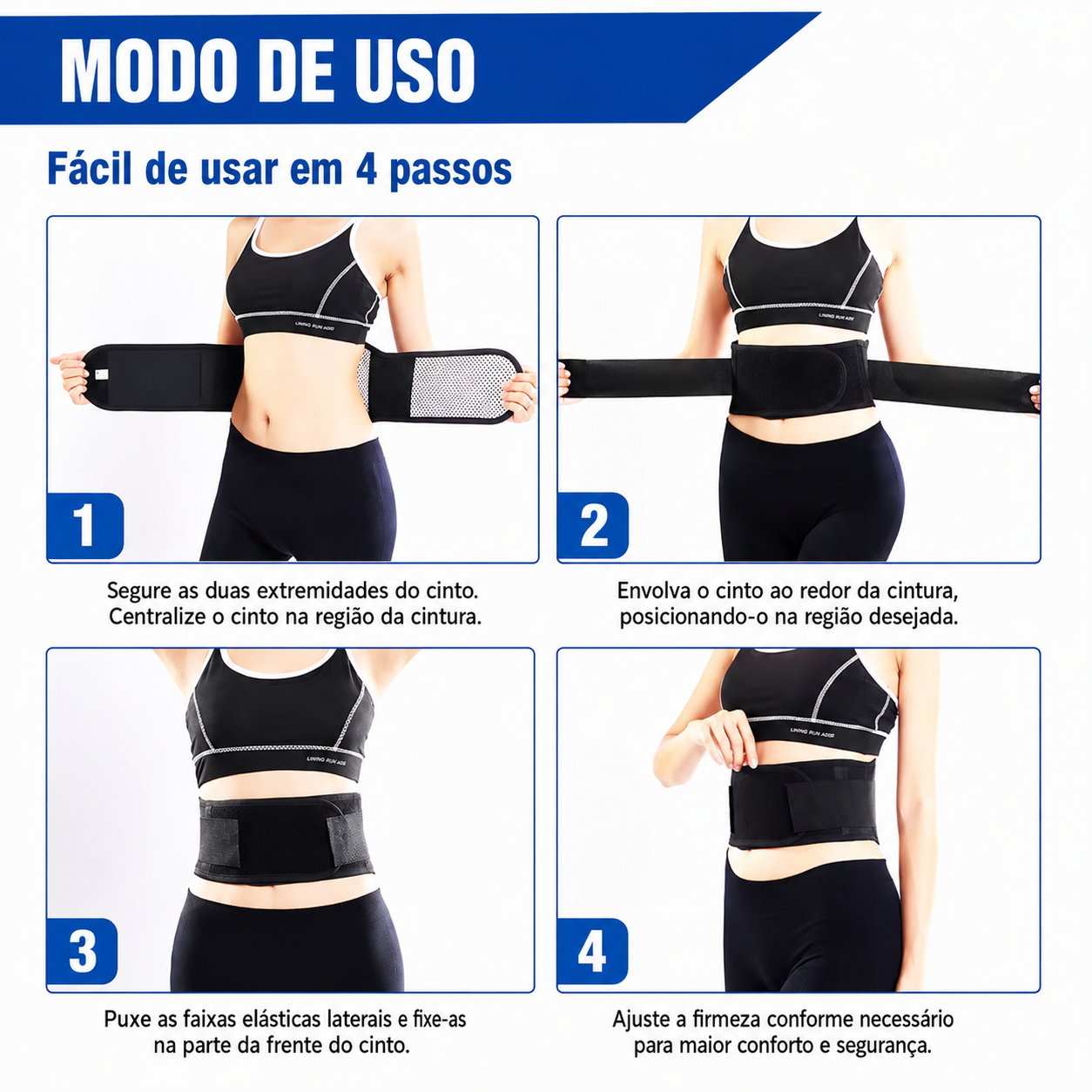 Cinta Lombar Autoaquecível com Turmalina | Faixa de Compressão Ajustável para Coluna e Lombar | Suporte Ergonômico Unissex