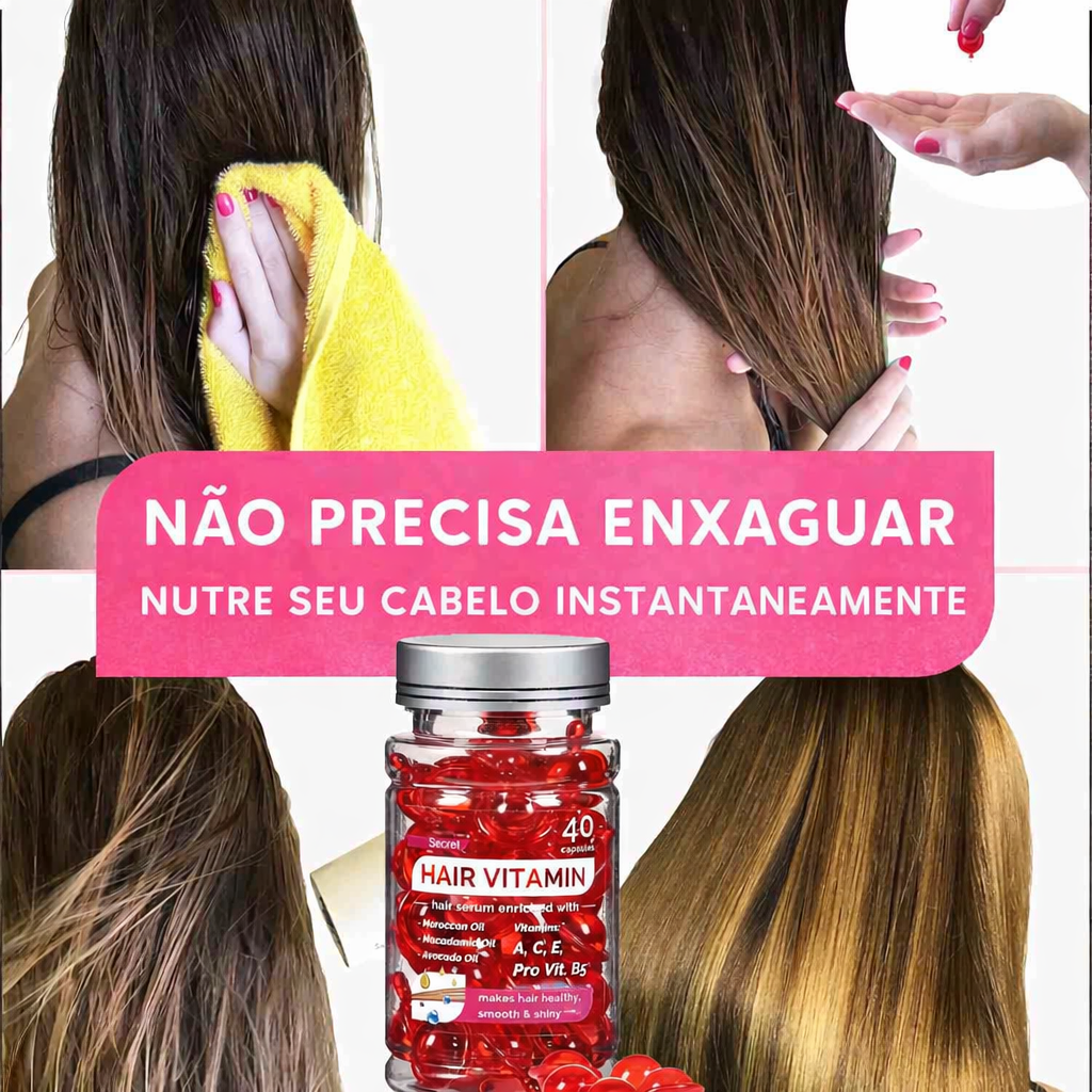 Óleo Marroquino Argan com Vitaminas | Nutrição Profunda, Brilho Radiante e Recuperação dos Fios DanificadosTreatment Products 40 Capsules