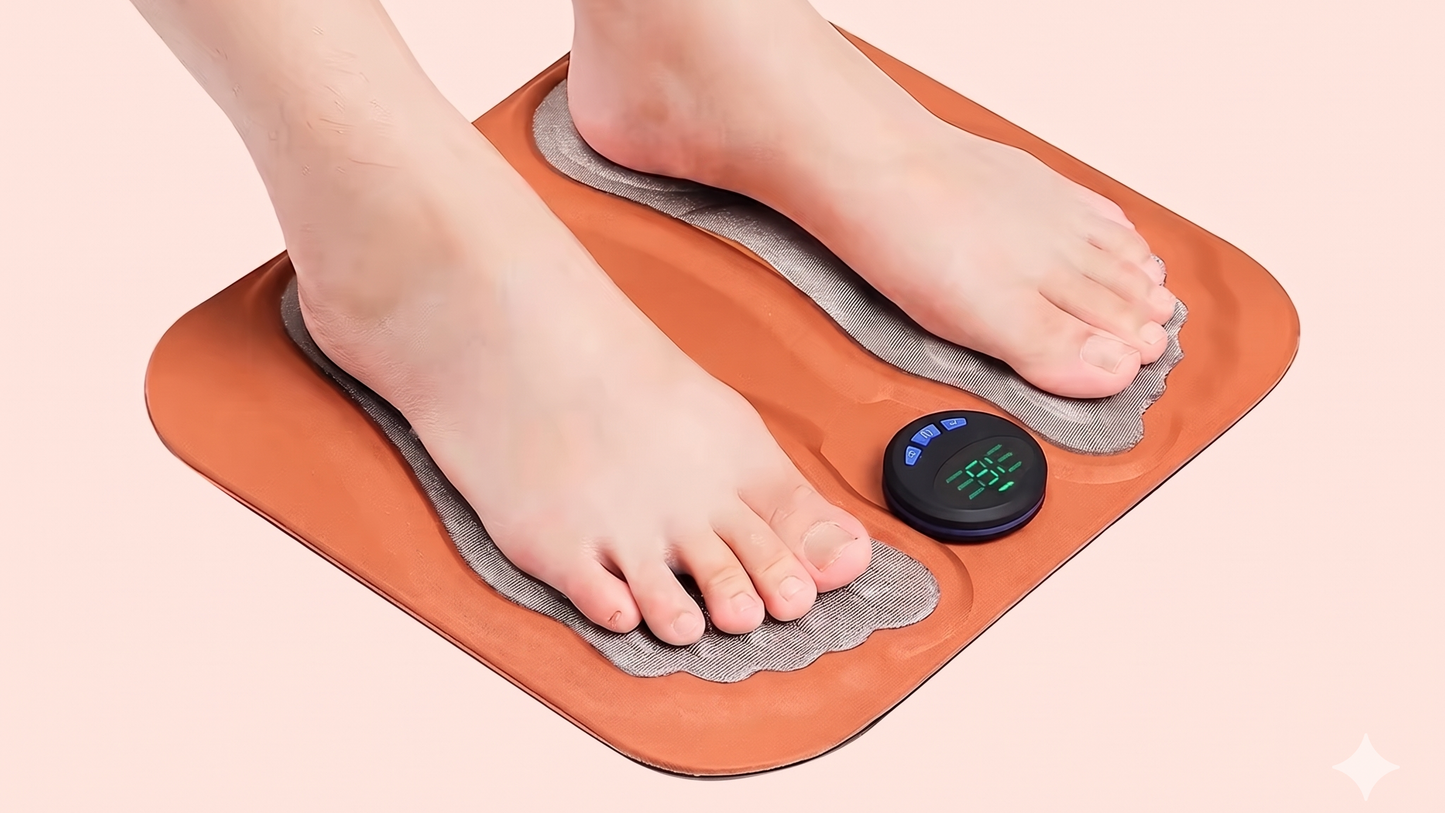 Massageador Inteligente 3D para Pés EMS | 6 Modos e 15 Intensidades | Tapete Elétrico Recarregável USB para Relaxamento dos Pés