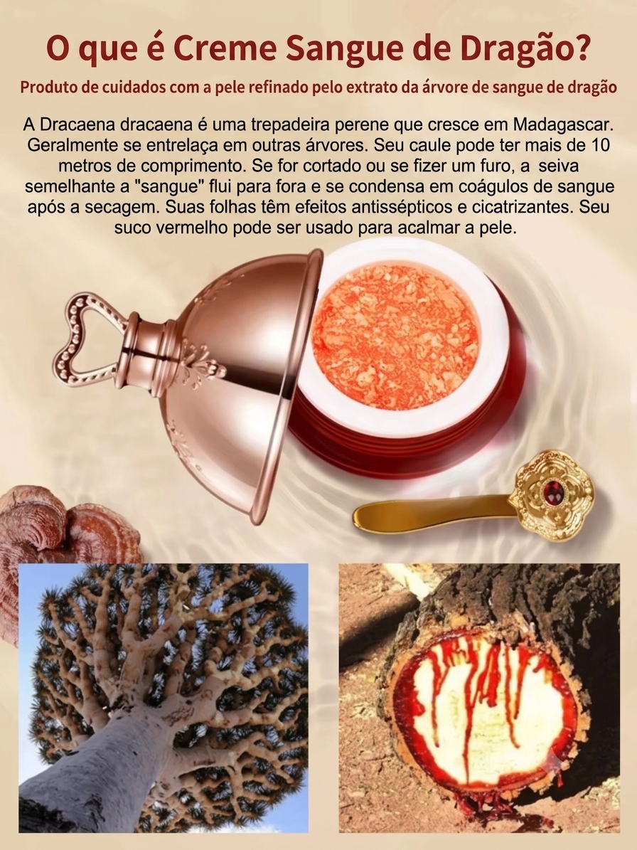 Creme Facial Sangue de Dragão SADOER: Efeito Lifting, Firmador e Clareador com Retinol e Placenta – O Segredo da Juventude Coreana
