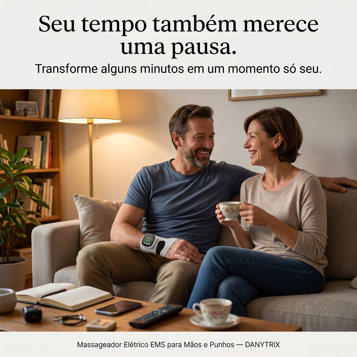 Massageador Elétrico EMS para Mãos e Punhos sem Fio | 10 Modos de Massagem | Vibração Relaxante | Recarregável USB-C | Alívio da Fadiga Muscular