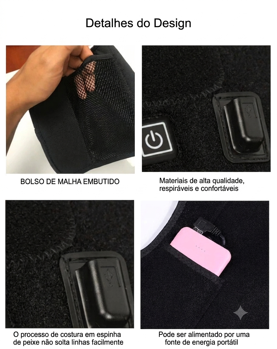 Joelheira Térmica Elétrica USB com Aquecimento Rápido e Ajustável – Alívio e Relaxamento Muscular