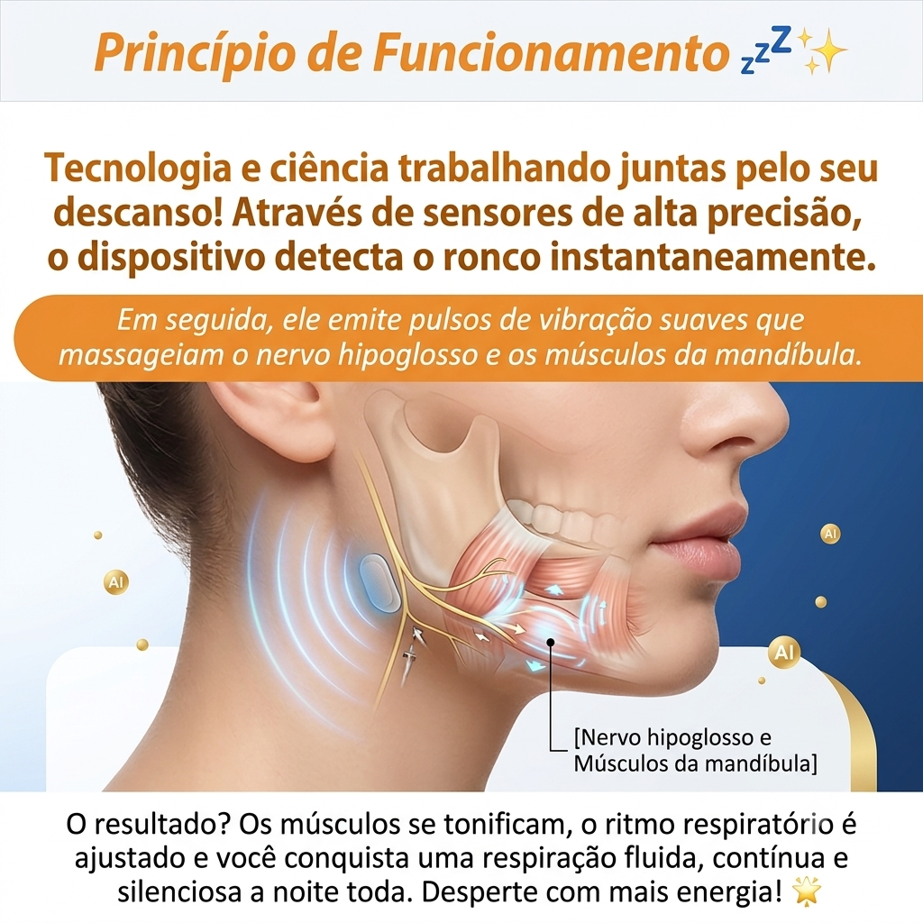 Dispositivo Inteligente Antirronco EMS: Tecnologia de Pulso para um Sono Profundo, Silencioso e Restaurador – Conforto e Tecnologia para Você e Sua Família