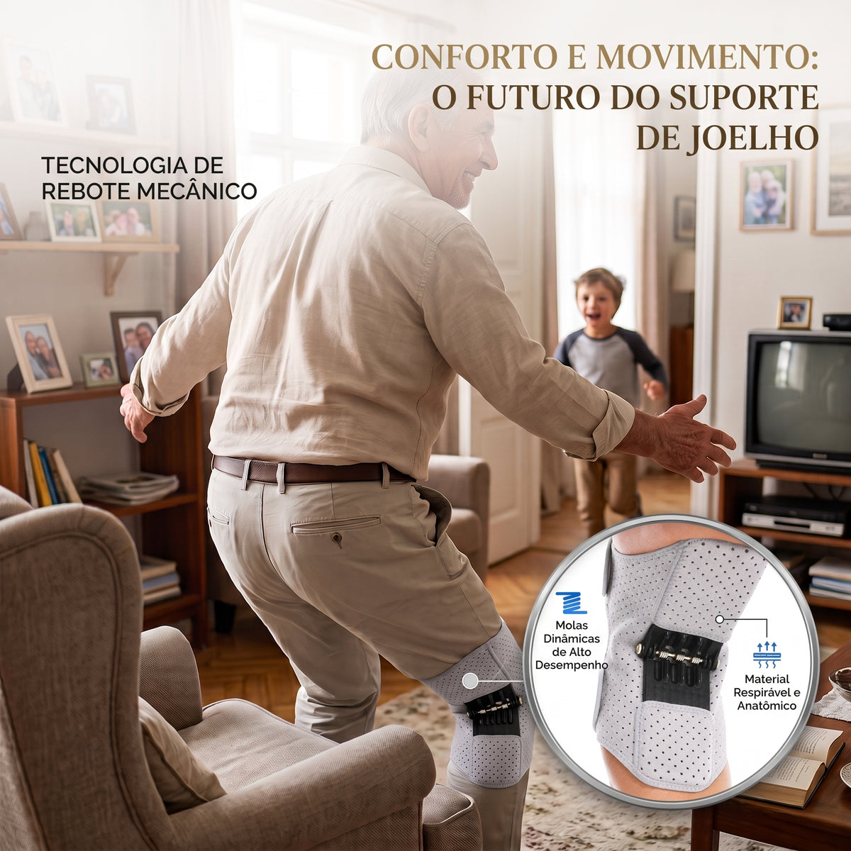 Joelheira de Sustentação Power Lift com Tecnologia de Rebote – Suporte Esportivo de Alto Desempenho