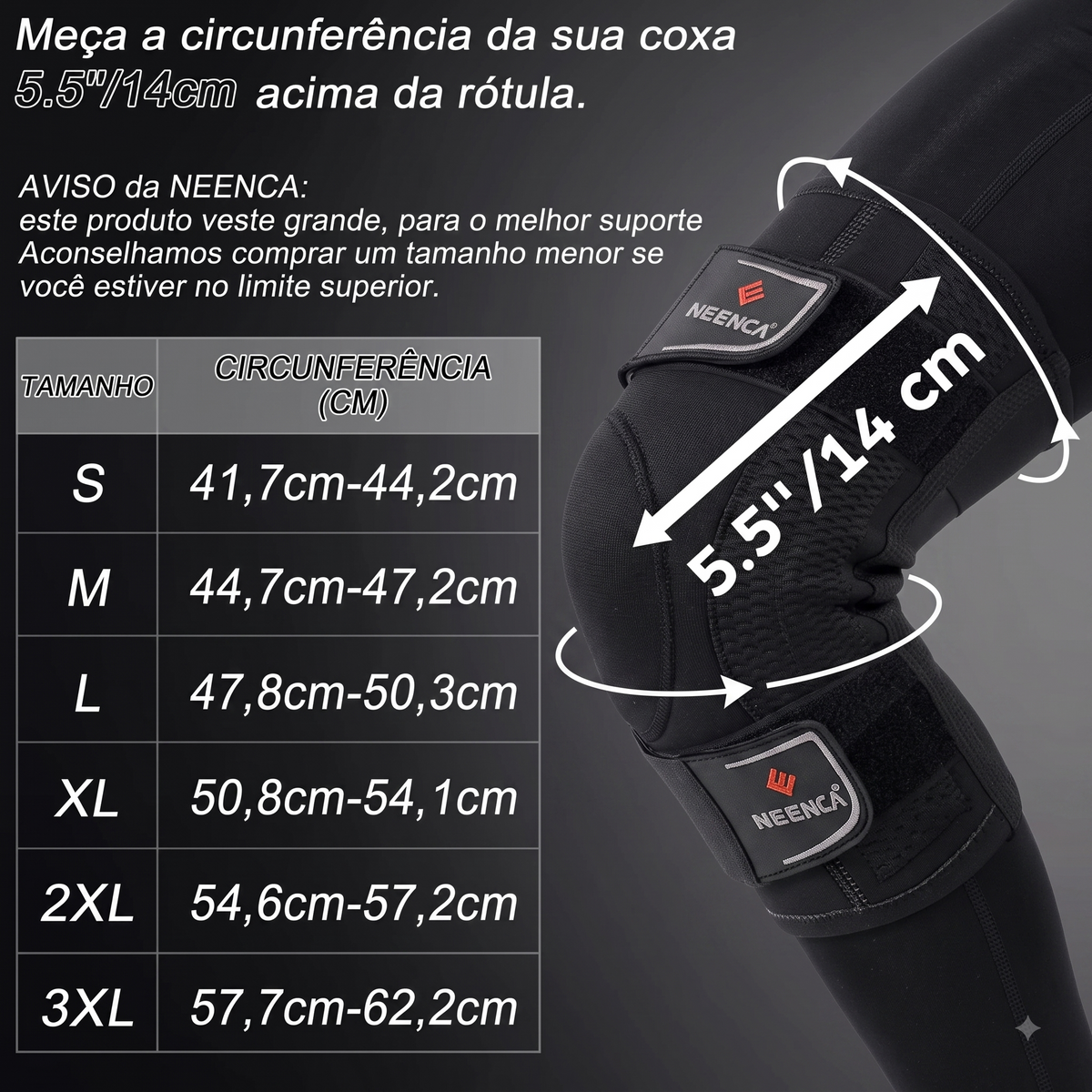 Joelheira Esportiva de Alta Performance NEENCA – Máxima Estabilidade, Ajuste Firme e Liberdade de Movimento