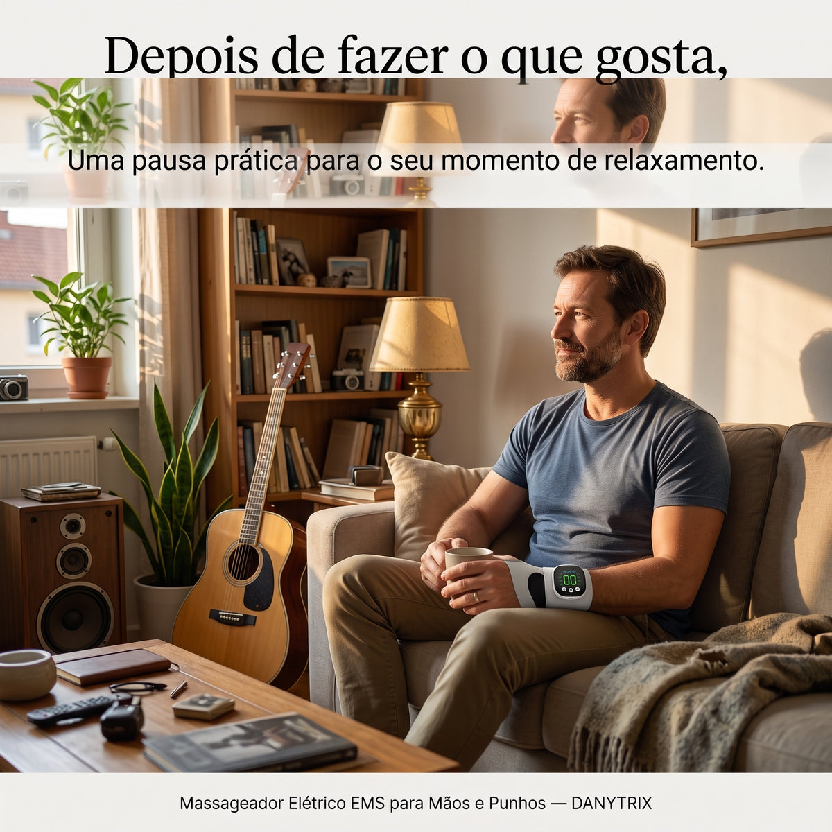 Massageador Elétrico EMS para Mãos e Punhos sem Fio | 10 Modos de Massagem | Vibração Relaxante | Recarregável USB-C | Alívio da Fadiga Muscular