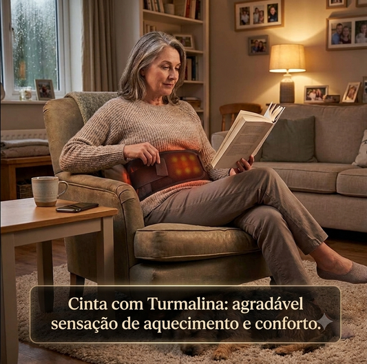 Cinta Lombar Autoaquecível com Turmalina | Faixa de Compressão Ajustável para Coluna e Lombar | Suporte Ergonômico Unissex