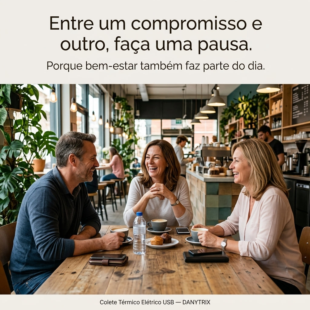 Colete Térmico USB Recarregável  - Compressa Quente 3 Níveis de Aquecimento | Faixa Ajustável | Tecido Ultra Macio