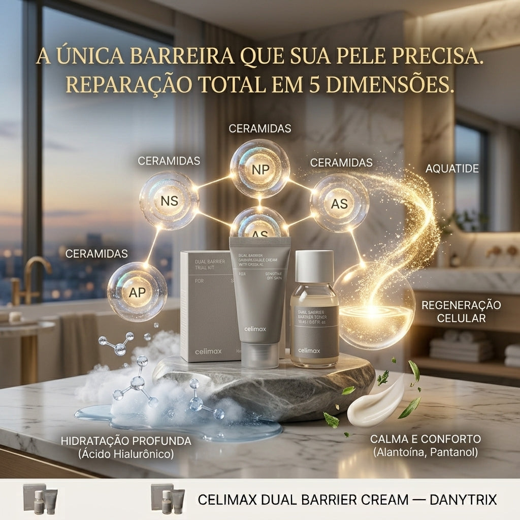 Kit Tônico e Creme Skincare Coreano – Celimax Dual Barrier para Hidratação e Barreira da Pele