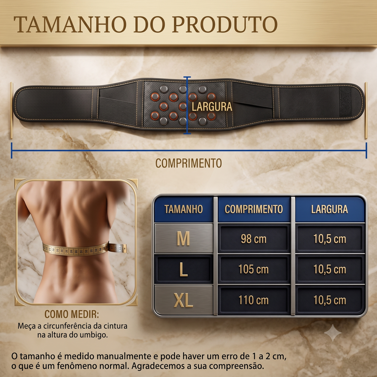 Cinta Lombar Autoaquecível com Turmalina | Faixa de Compressão Ajustável para Coluna e Lombar | Suporte Ergonômico Unissex