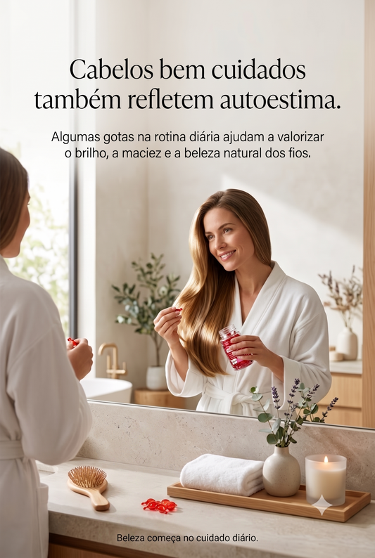 Óleo Marroquino Argan com Vitaminas | Nutrição Profunda, Brilho Radiante e Recuperação dos Fios Danificados - 40 Cápsulass