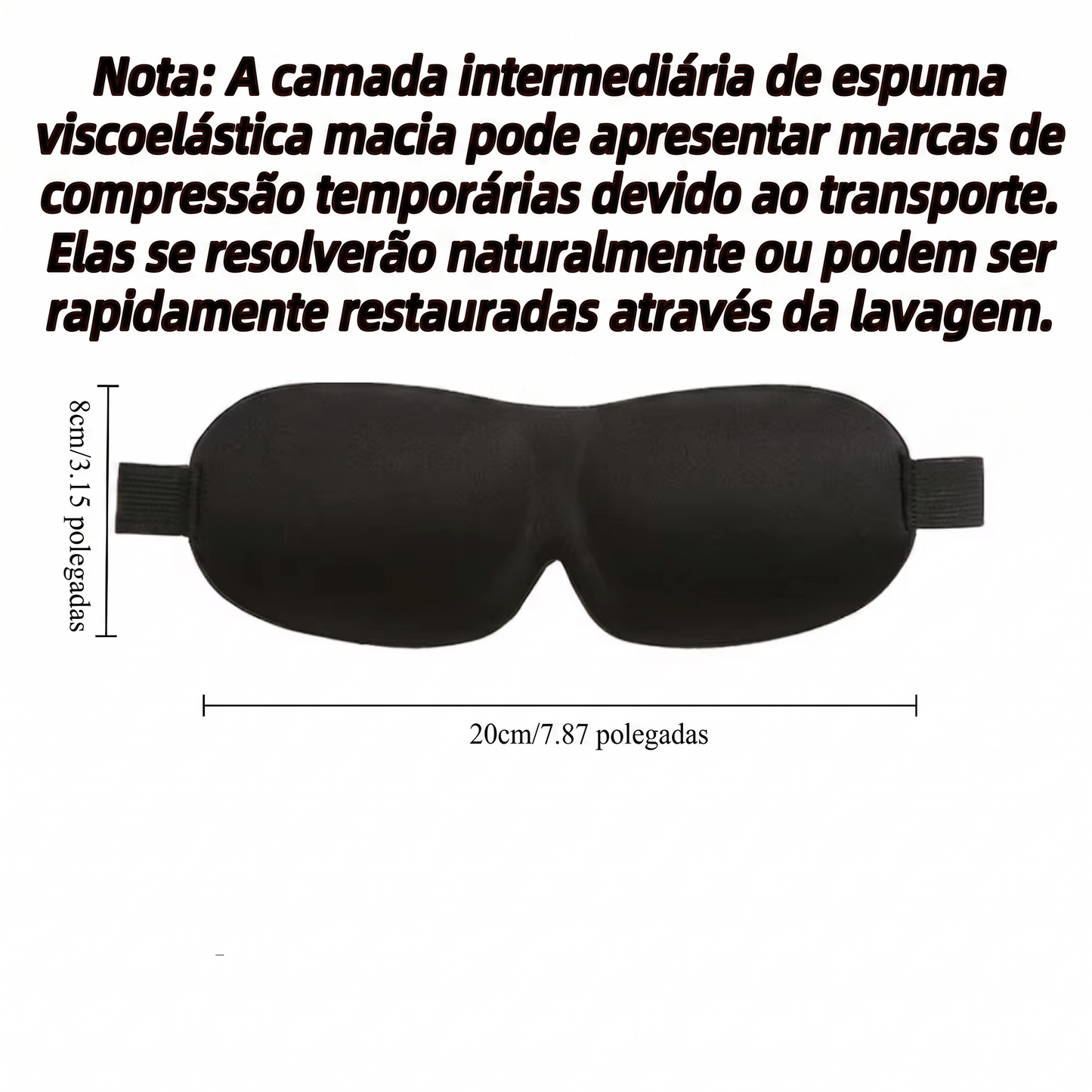 Máscara de Dormir 3D em Espuma de Memória: Conforto Anatômico, Bloqueio Total de Luz e Ajuste Perfeito – Ideal para Viagens e Descanso Profundo