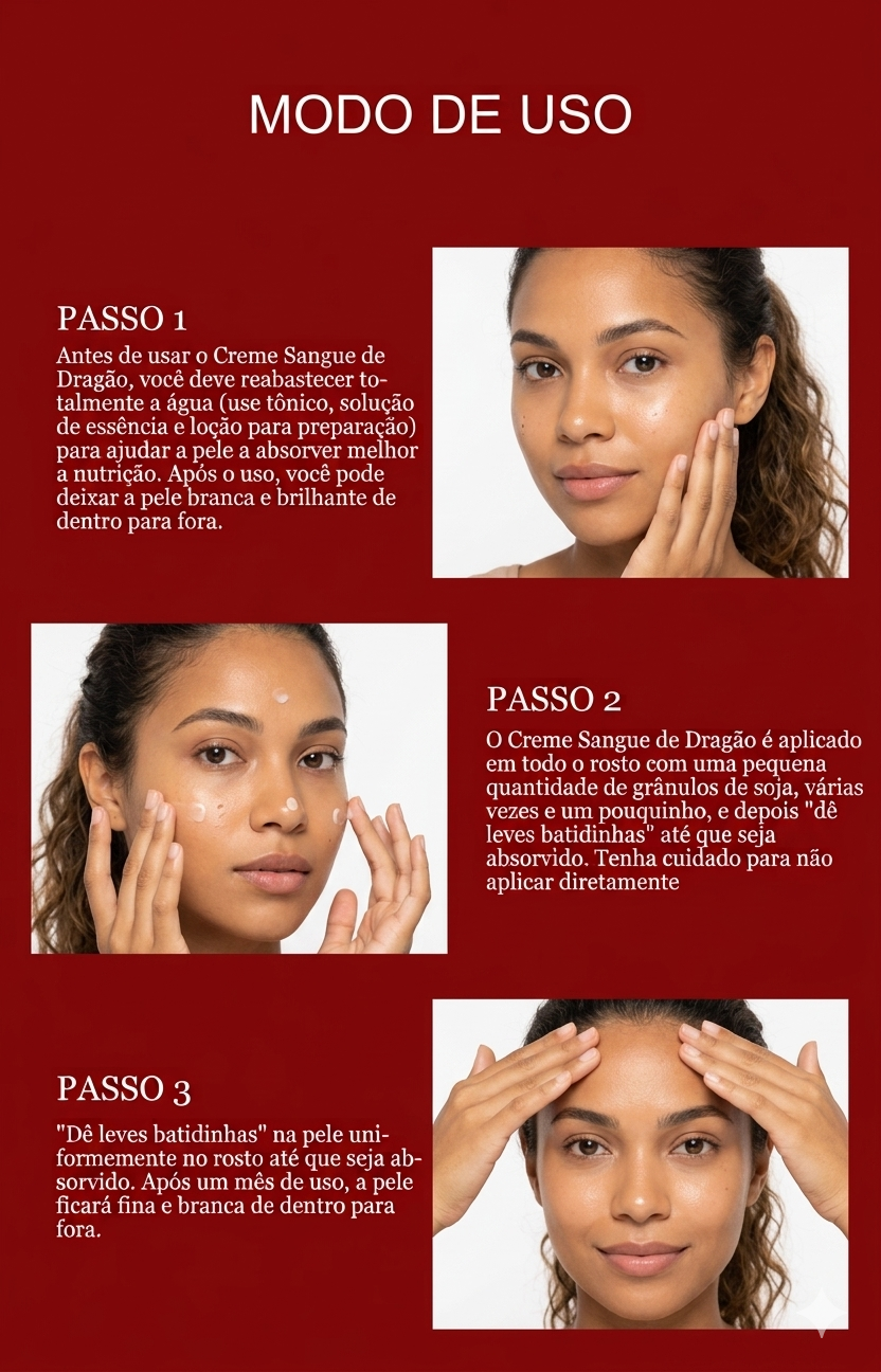 Creme Facial Sangue de Dragão SADOER: Efeito Lifting, Firmador e Clareador com Retinol e Placenta – O Segredo da Juventude Coreana