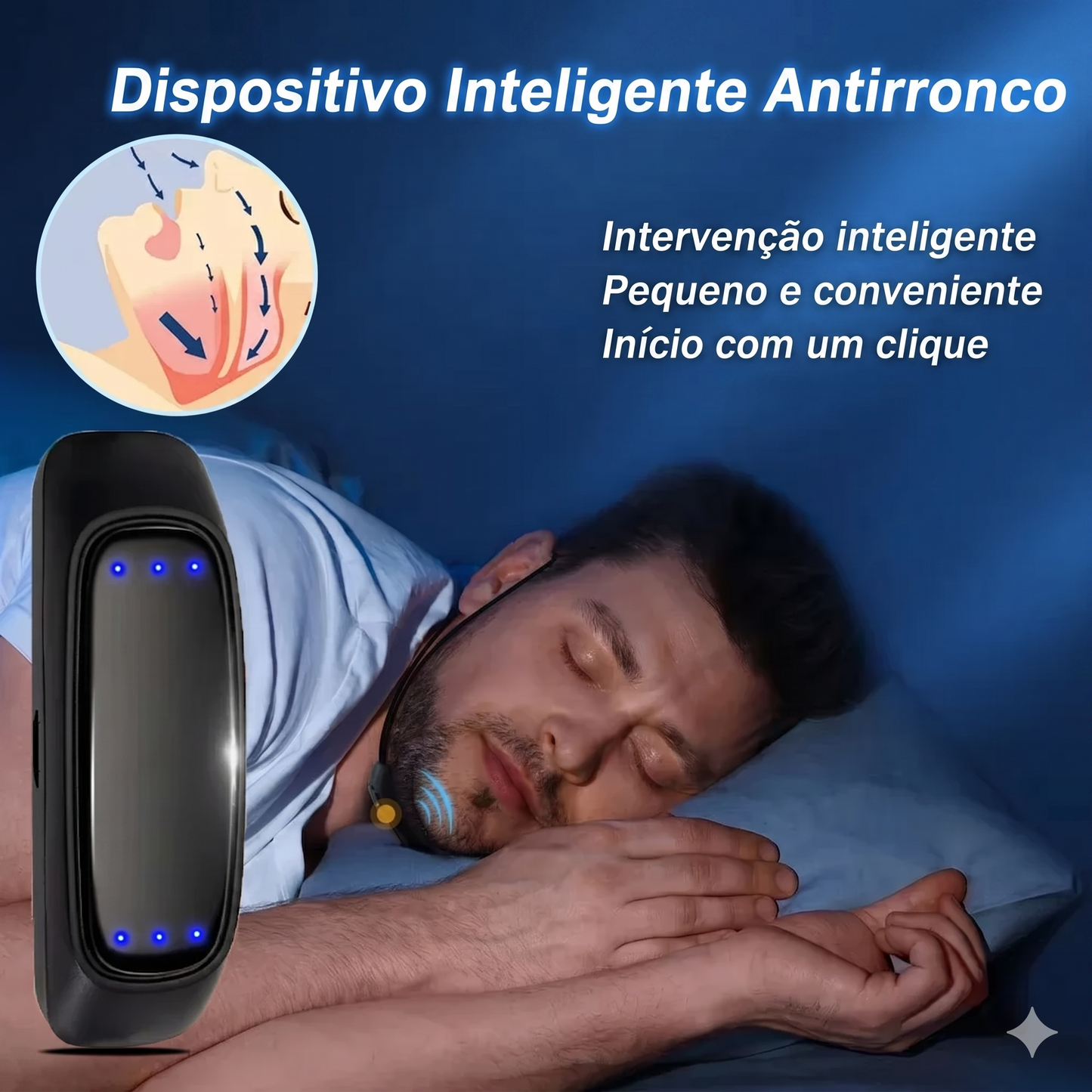 Dispositivo Inteligente Antirronco EMS: Tecnologia de Pulso para um Sono Profundo, Silencioso e Restaurador – Conforto e Tecnologia para Você e Sua Família