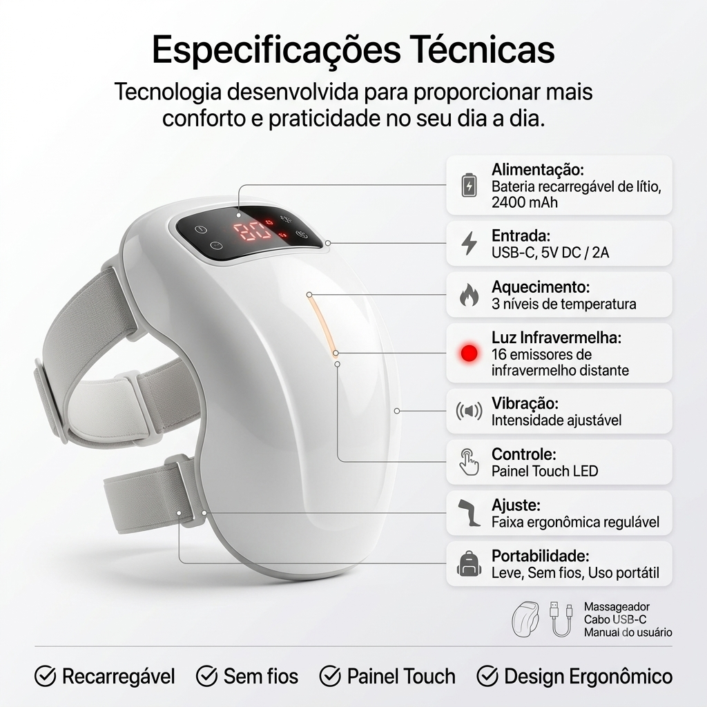MASSAGEADOR DE JOELHO INFRATHERM 4 EM 1
