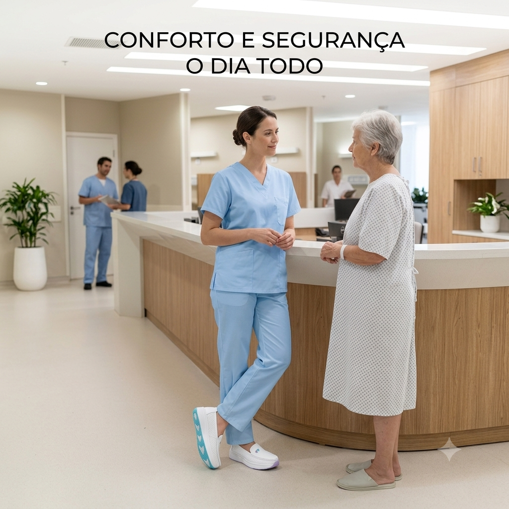 Sapatos de Enfermagem Ortopédico em Couro Legítimo – Conforto, Respirabilidade e Solado Antiderrapante