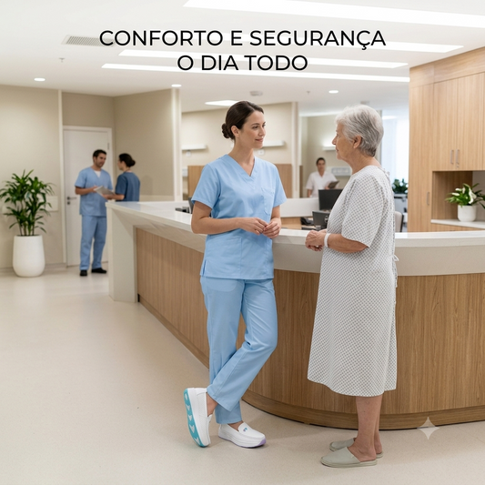 Sapatos de Enfermagem Ortopédico em Couro Legítimo – Conforto, Respirabilidade e Solado Antiderrapante