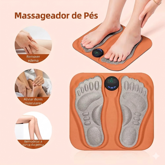 Massageador Inteligente 3D para Pés EMS | 6 Modos e 15 Intensidades | Tapete Elétrico Recarregável USB para Relaxamento dos Pés