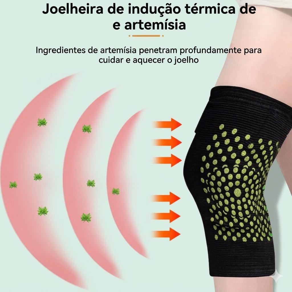 Joelheira Autoaquecível com Artemísia | Compressão para Joelho | Suporte Térmico Respirável | Uso Diário e Esportivo