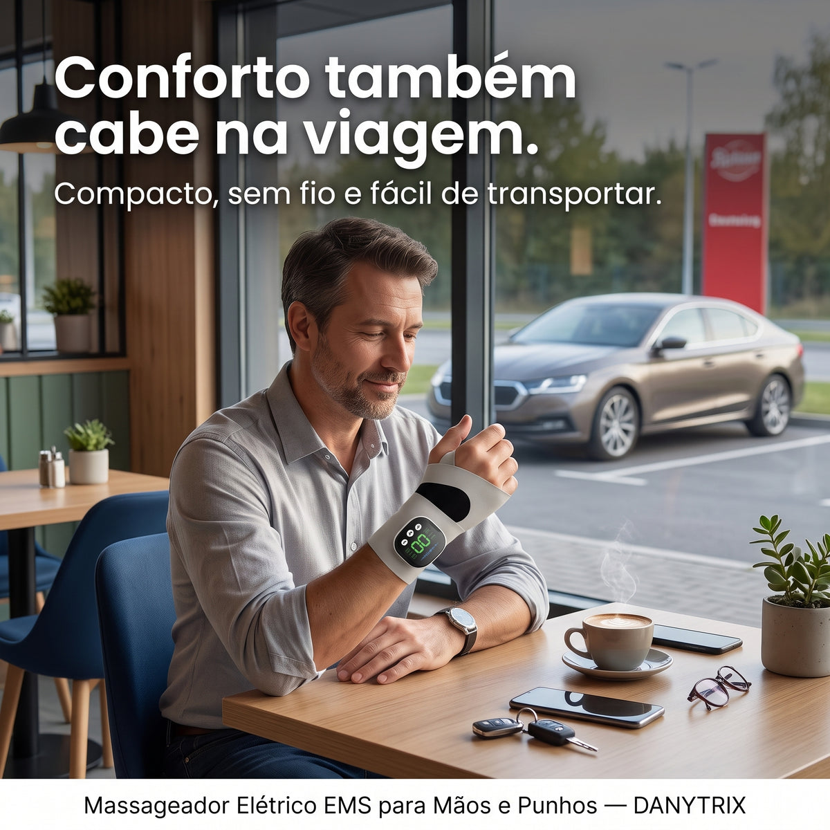 Massageador Elétrico EMS para Mãos e Punhos sem Fio | 10 Modos de Massagem | Vibração Relaxante | Recarregável USB-C | Alívio da Fadiga Muscular