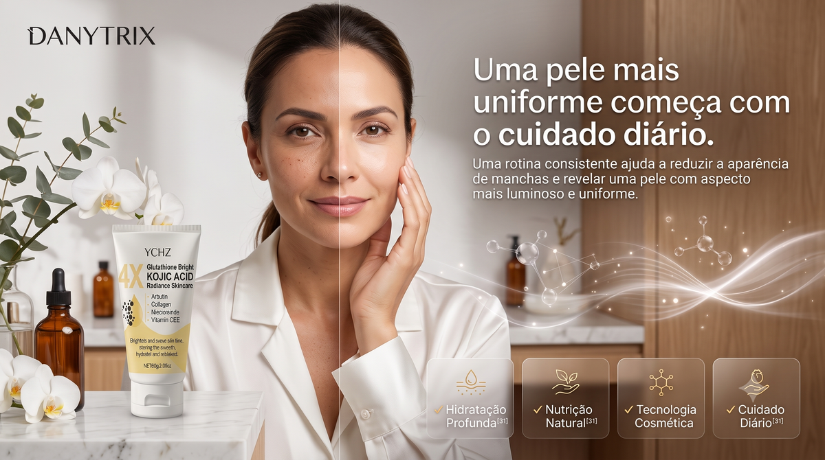 Creme Facial de Ácido Kójico YCHZ: Uniformização do Tom, Eliminação de Manchas e Controle de Oleosidade – Tratamento Clareador e Hidratante para o Dia e Noite