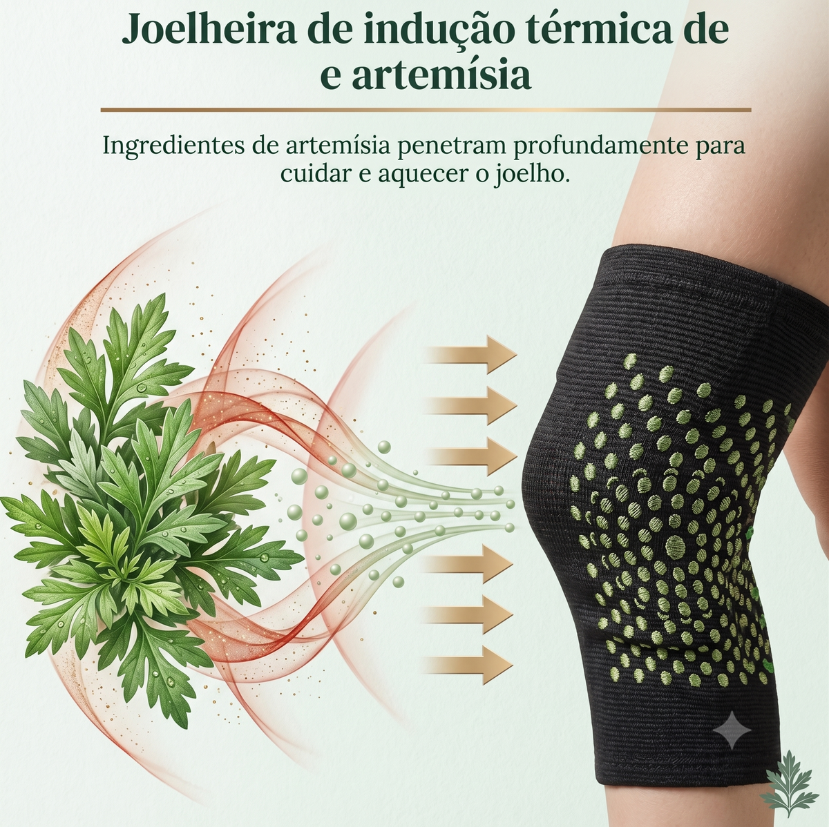 Joelheira Autoaquecível com Artemísia | Compressão para Joelho | Suporte Térmico Respirável | Uso Diário e Esportivo