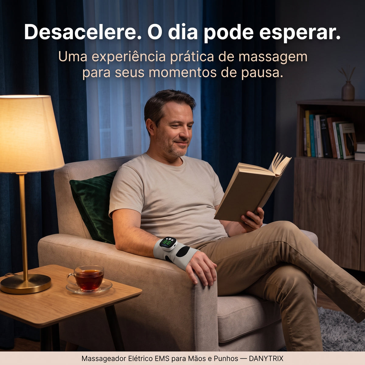 Massageador Elétrico EMS para Mãos e Punhos sem Fio | 10 Modos de Massagem | Vibração Relaxante | Recarregável USB-C | Alívio da Fadiga Muscular