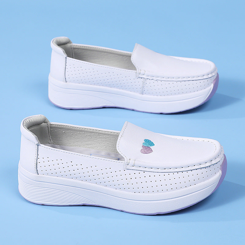 Sapatos de Enfermagem Ortopédico em Couro Legítimo – Conforto, Respirabilidade e Solado Antiderrapante