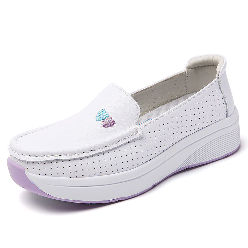 Sapatos de Enfermagem Ortopédico em Couro Legítimo – Conforto, Respirabilidade e Solado Antiderrapante