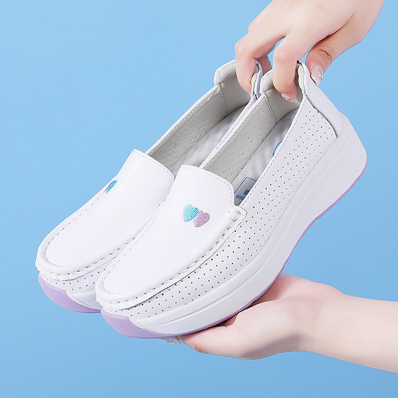 Sapatos de Enfermagem Ortopédico em Couro Legítimo – Conforto, Respirabilidade e Solado Antiderrapante