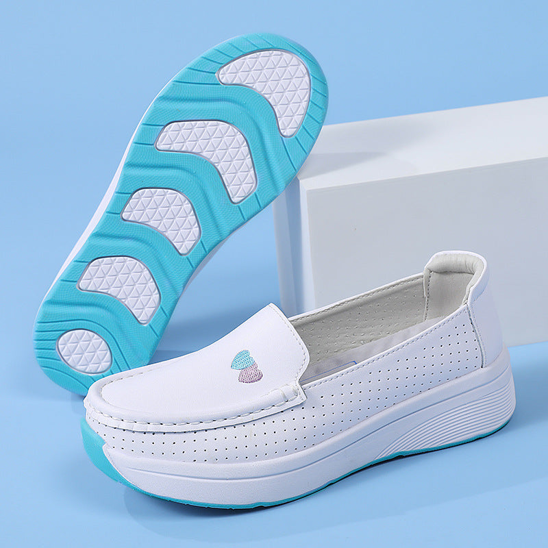 Sapatos de Enfermagem Ortopédico em Couro Legítimo – Conforto, Respirabilidade e Solado Antiderrapante