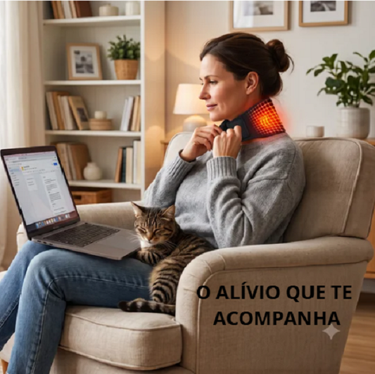 Colar Cervical com Turmalina Autoaquecível e Fecho Ajustável | Suporte para Pescoço | Conforto, Aquecimento e Bem-Estar