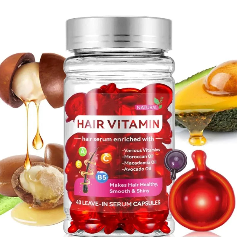 Óleo Marroquino Argan com Vitaminas | Nutrição Profunda, Brilho Radiante e Recuperação dos Fios DanificadosTreatment Products 40 Capsules