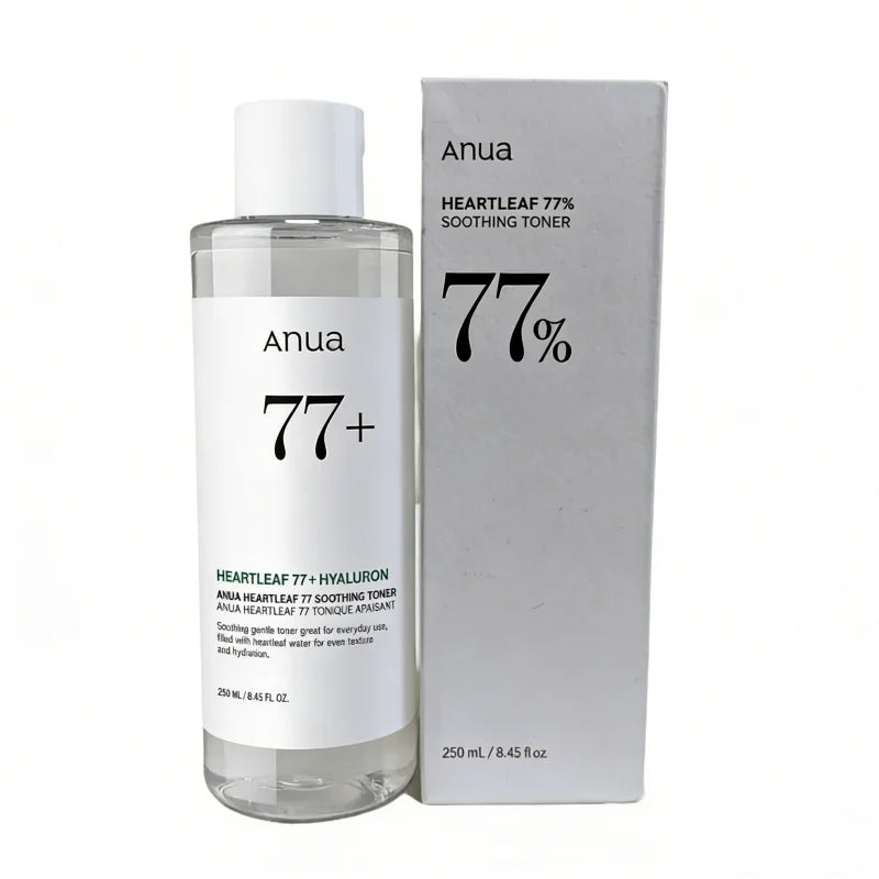 ANUA Heartleaf 77% Soothing Toner 250ml – Tônico Facial Hidratante e Calmante
Com 77% de Heartleaf para uma rotina de skincare refrescante e confortável.