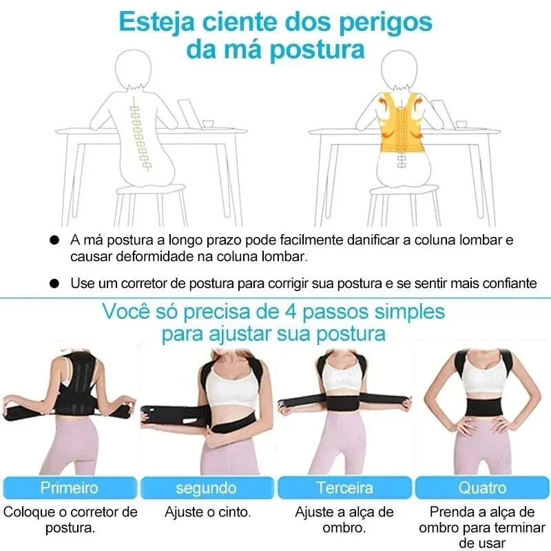 Corretor de Postura e Suporte para Clavícula Ajustável – Elimine dores e corrija sua coluna com segurança