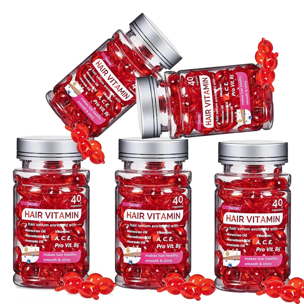Óleo Marroquino Argan com Vitaminas | Nutrição Profunda, Brilho Radiante e Recuperação dos Fios DanificadosTreatment Products 40 Capsules