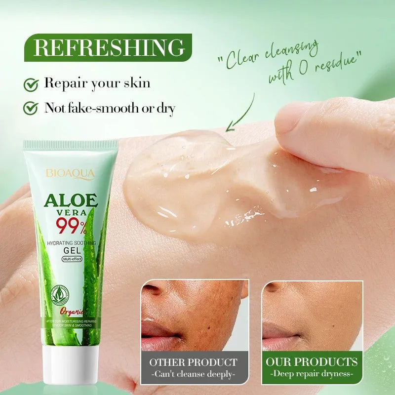 Gel de Aloe Vera Puro: Hidratação Intensiva, Reparação Pós-Sol e Cuidado Anti-Acne – Suavidade e Frescor para Rosto e Corpo