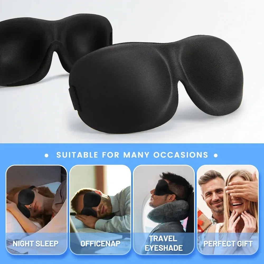 Máscara de Dormir 3D em Espuma de Memória: Conforto Anatômico, Bloqueio Total de Luz e Ajuste Perfeito – Ideal para Viagens e Descanso Profundo