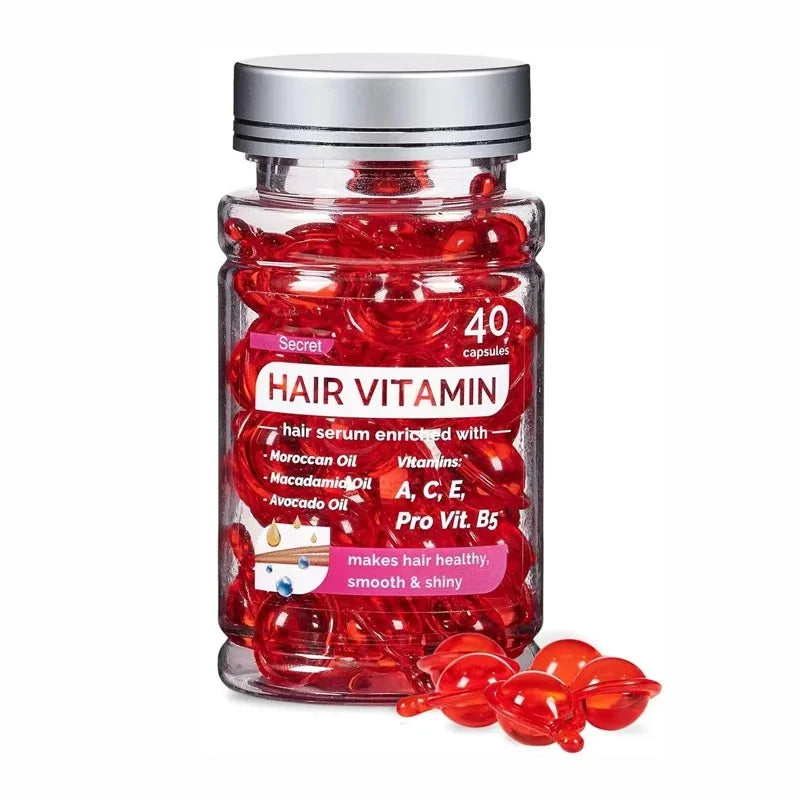 Óleo Marroquino Argan com Vitaminas | Nutrição Profunda, Brilho Radiante e Recuperação dos Fios DanificadosTreatment Products 40 Capsules