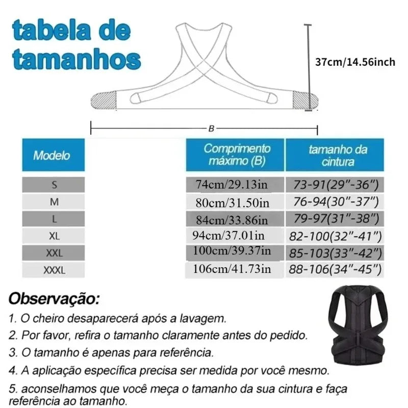 Corretor de Postura e Suporte para Clavícula Ajustável – Elimine dores e corrija sua coluna com segurança
